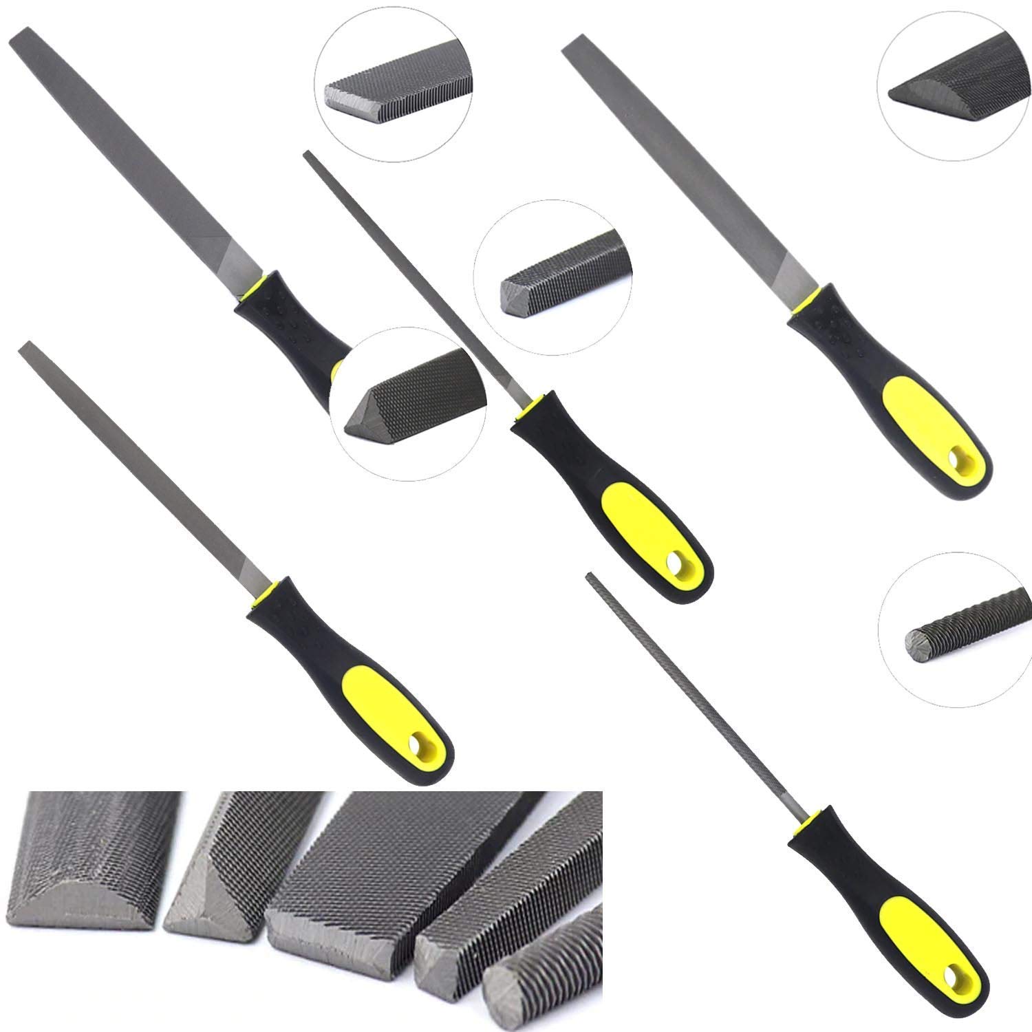 Diy Crafts Round Metal Files for Craft Carving Woodworking File 6" File Length 4" Handle 10", Pack of 2 Set (Multicolor) 2
