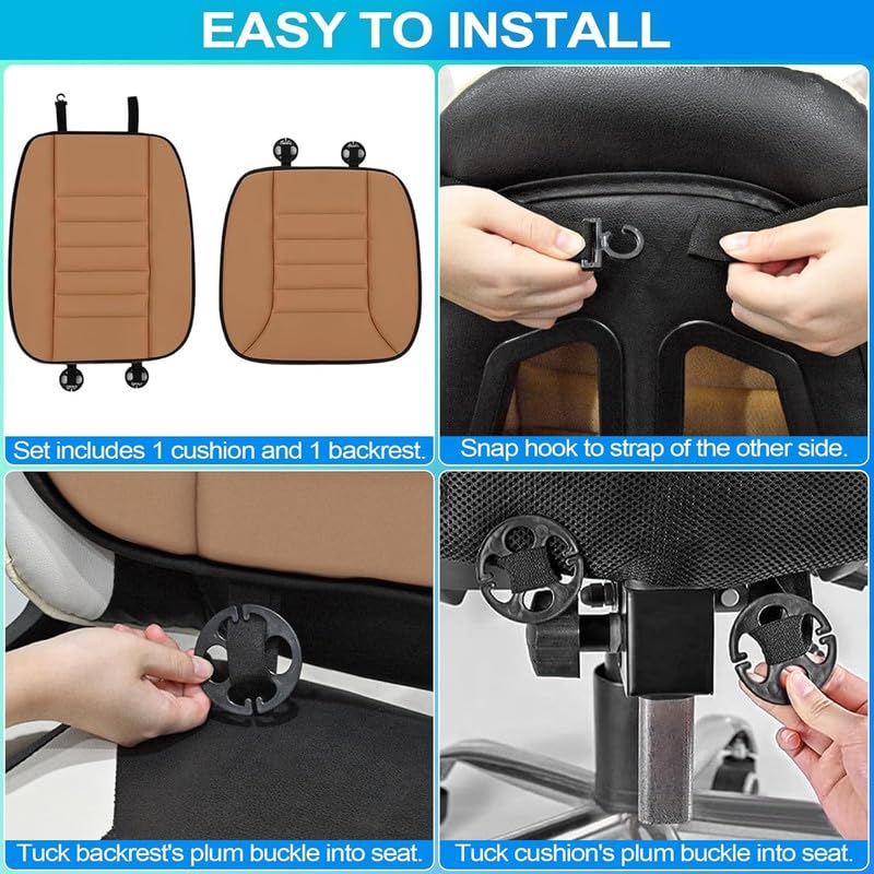 Image of Auto Oprema Car Seat Cushion with Back Support Pillow: Enhanced Comfort Memory Foam Design for Pain Relief, Ideal for Drivers and Office Use - Ergonomic Lumbar Comfort for Long Sitting - Beige