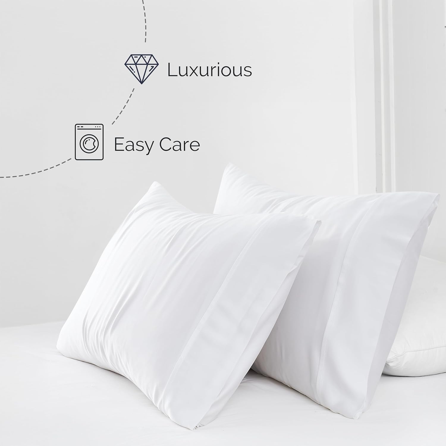 Southshore Fine Living, Inc. Deep Pocket Queen Sheet Set, Rayon Derived from Bamboo Bedsheets, 300 Thread Count with 21" Deep Fitted, Oversized Flat Bedsheet, 2 Pillowcases; White Sheets Queen Set