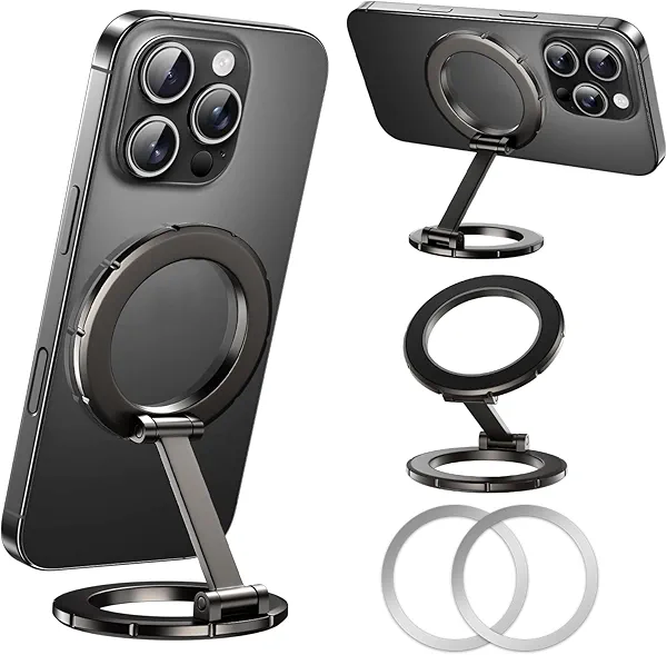 UBeesize Magsafe Phone Ring Stand, Portable Magnetic Phone Grip and Double Side Holder for Desk, Travel, Kitchen, Gym, MagSafe Kickstand for iPhone 17/16/15/14/13/12 Series MagSafe Case All Phones