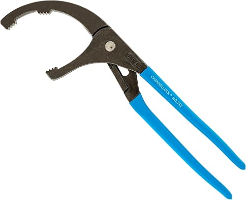 CHANNELLOCK 212 12-inch Oil Filter/PVC Pliers | Made in USA | 2.5 to 3.75-inch Jaw Capacity | Forged High Carbon Steel | Ideal for Engine Oil