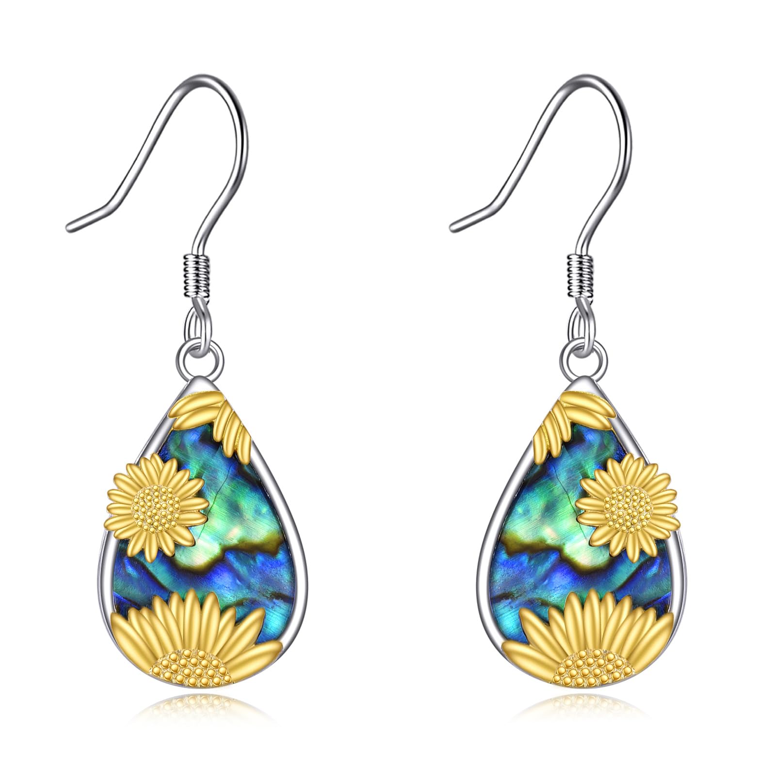 Orecchini a perno in argento Sterling a forma di girasole