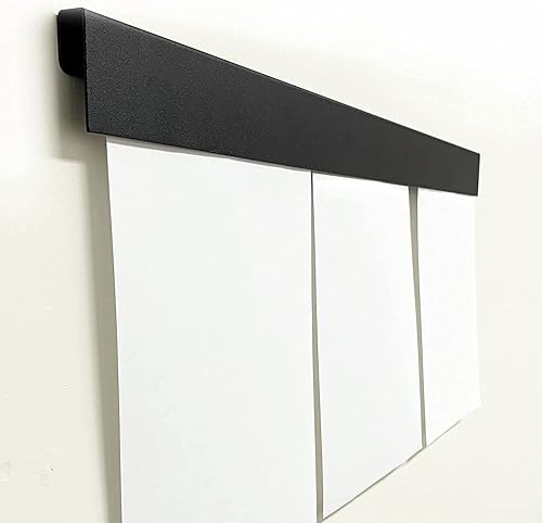 Miniatura 5 de Sistema para colgar imágenes, marco de obras de arte para niños, barra magnética de 28 pulgadas (juego de 2) color negro