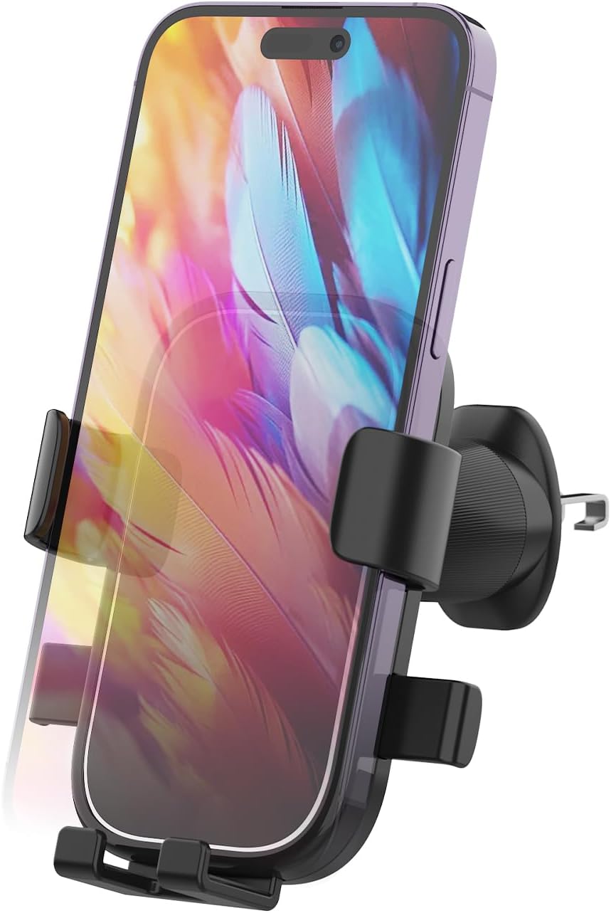 GRIFEMA Porta Cellulare da Auto per Bocchetta dell’Aria con Blocco Automatico, Rotazione a 360° e Utilizzo con una Mano per Smartphone 4,7-7 Pollici Anche con Custodia