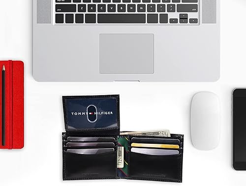 Miniatura 6 de Tommy Hilfiger Cartera de cuero genuino para hombre con múltiples ranuras para tarjetas
