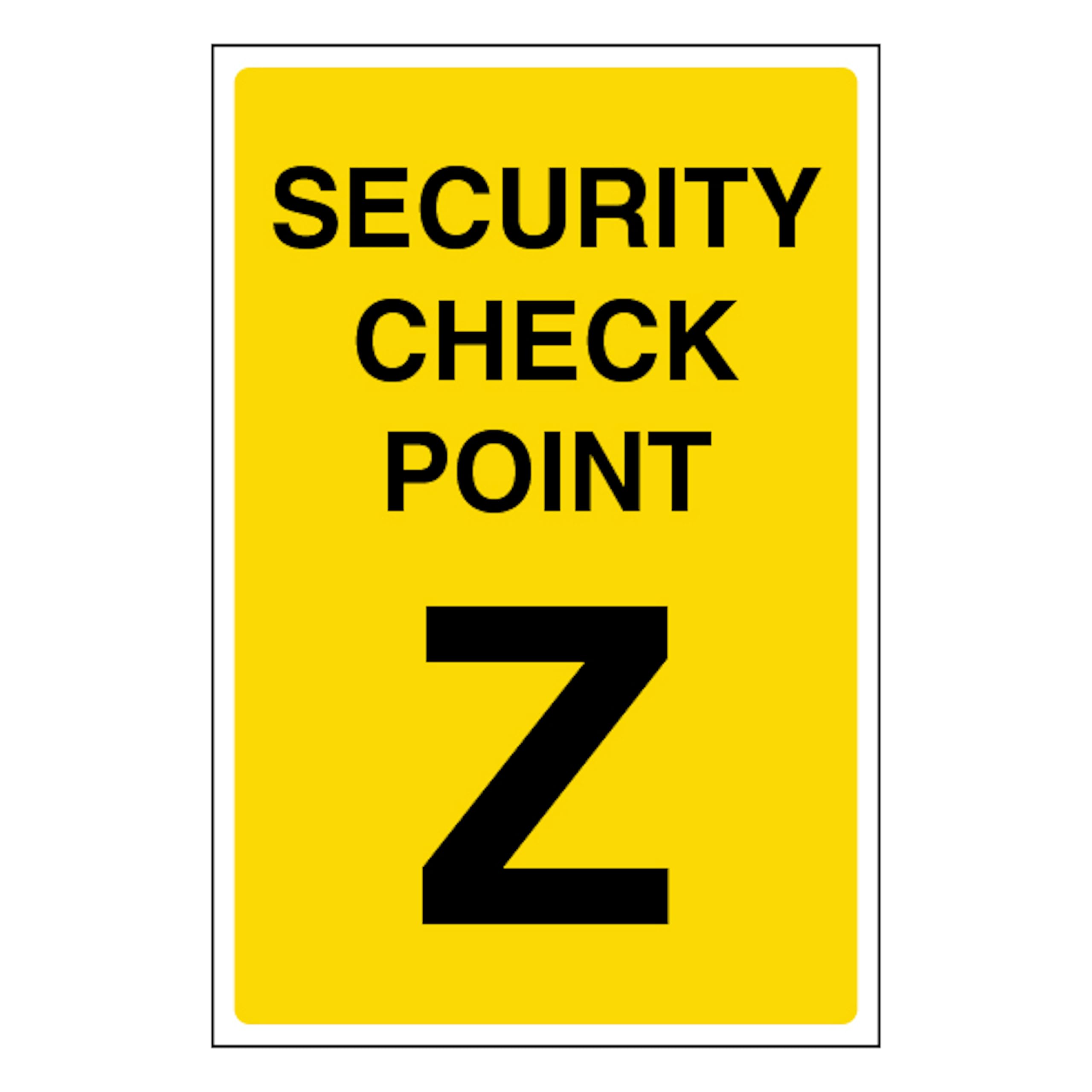 V Safety Security Check Point Z 100 x 150 mm - Glow In The Dark 1mm Rigid Plastic