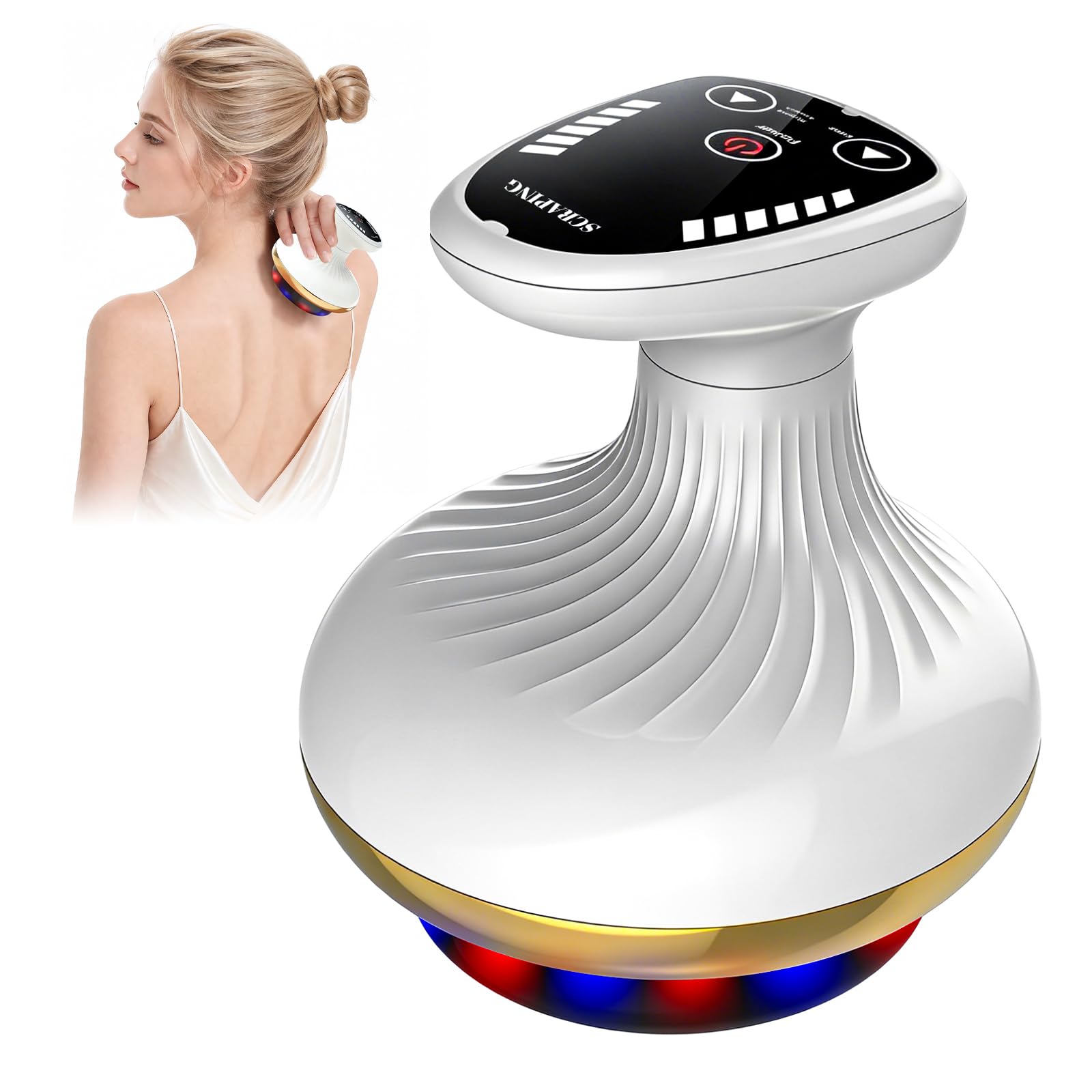 Vacuvia Cellulite Massager,4-in-1 Vakuum Massagegerät gegen Cellulite für straffere Haut,Verbesserte Durchblutung&Professionelle Tiefenmassage mit Wärmetherapie&LED-Licht, Anti-Cellulite Massagegerät
