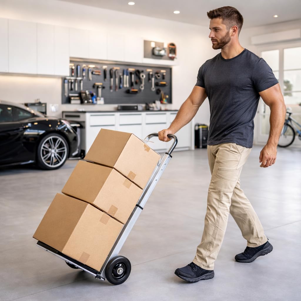Carretilla de Mano Plegable con Ruedas, Carro de Carga Portátil, Hasta 100kg