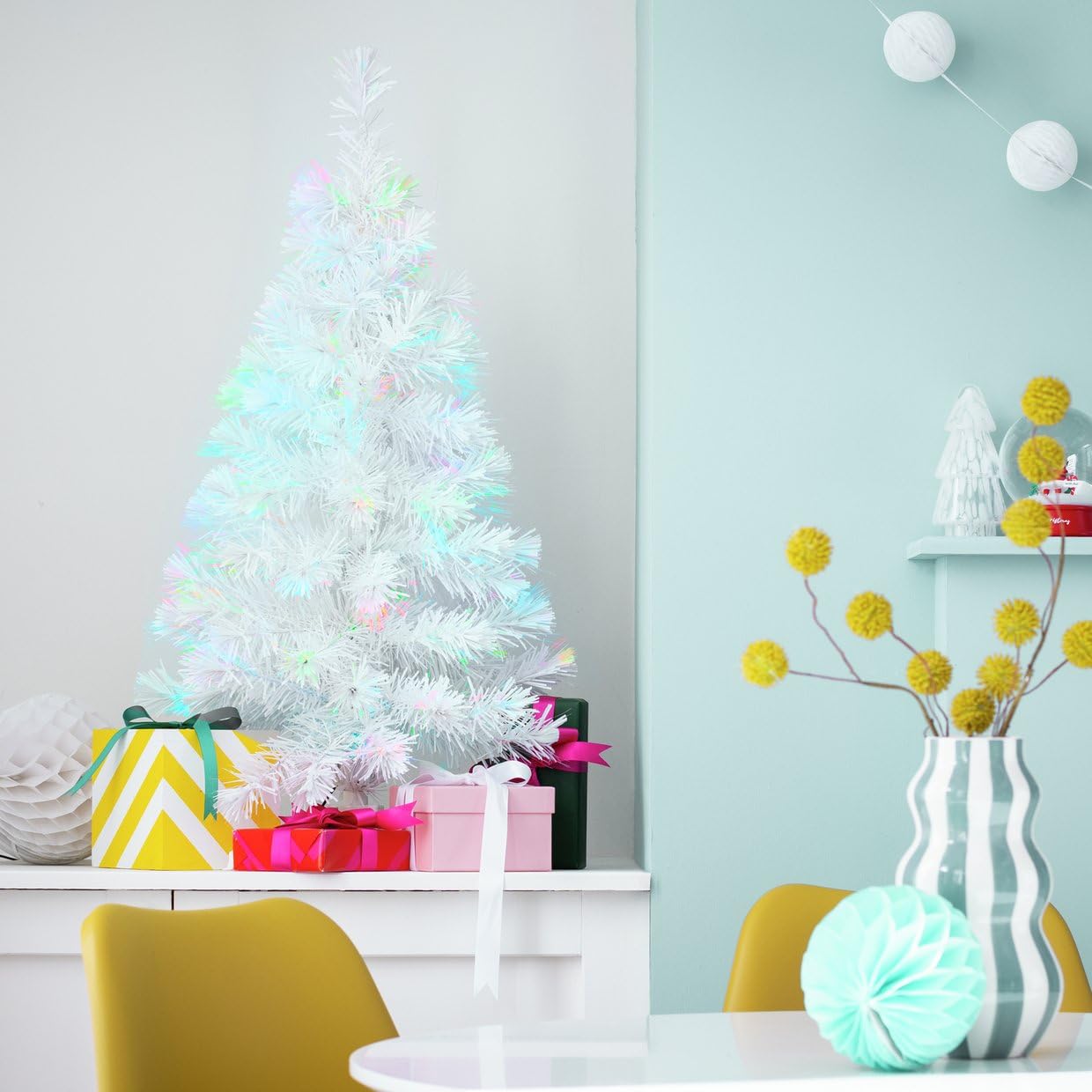 White Home 3Ft Fibre Optic Small Christmas Tree