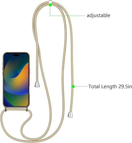 Miniatura 167 de ZTOFERA Funda para iPhone 13 Pro con correa, funda cruzada para teléfono con cordón ajustable para el cuello para el hombro, silicona suave a prueba