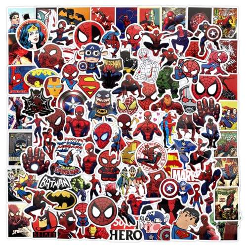100Pcs Spider Anime Stickers Pack Gift Box Fun Cartoon Sticker for Birthday Christmas Water Bottles Luggage Notebook Phone Bike (SP1)