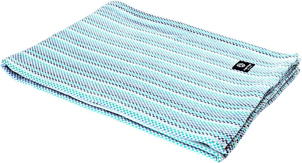 Hugger Mugger Cotton Yoga Blanket - Multi-Blue - Soft but Firm, Cofortable Support, Great Prop for Yoga