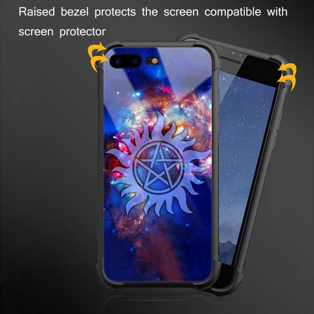 iPhone 8 Plus Case,Supernatural Cosmos iPhone 7 Plus Cases for Girls Boys,9H Tempered Glass Graphic Design Shockproof Anti-Scratch Tempered Glass Case for Apple iPhone 7/8 Plus