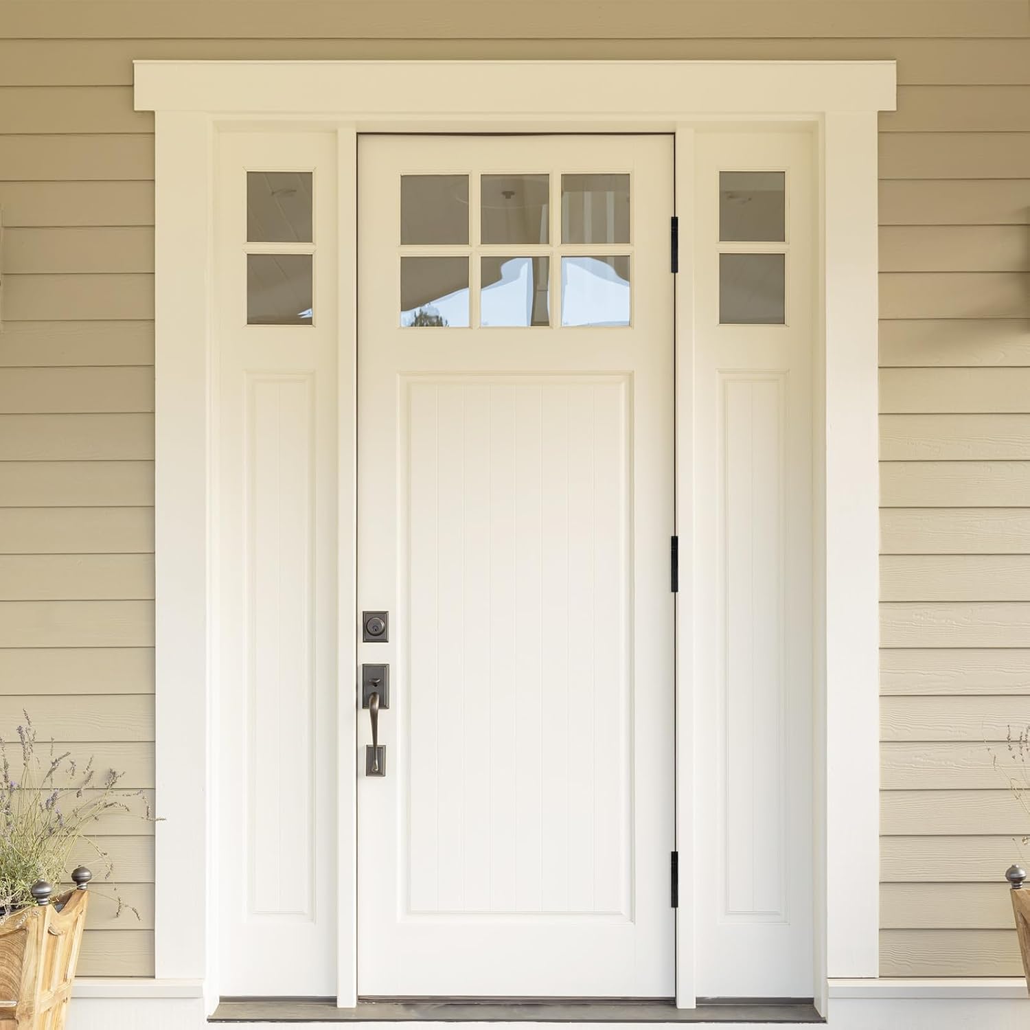 Paquete de 6 bisagras de puerta de 4.5 x 4.5 pulgadas, bisagras de acero inoxidable resistentes con rodamientos de bolas con esquinas cuadradas, color negro