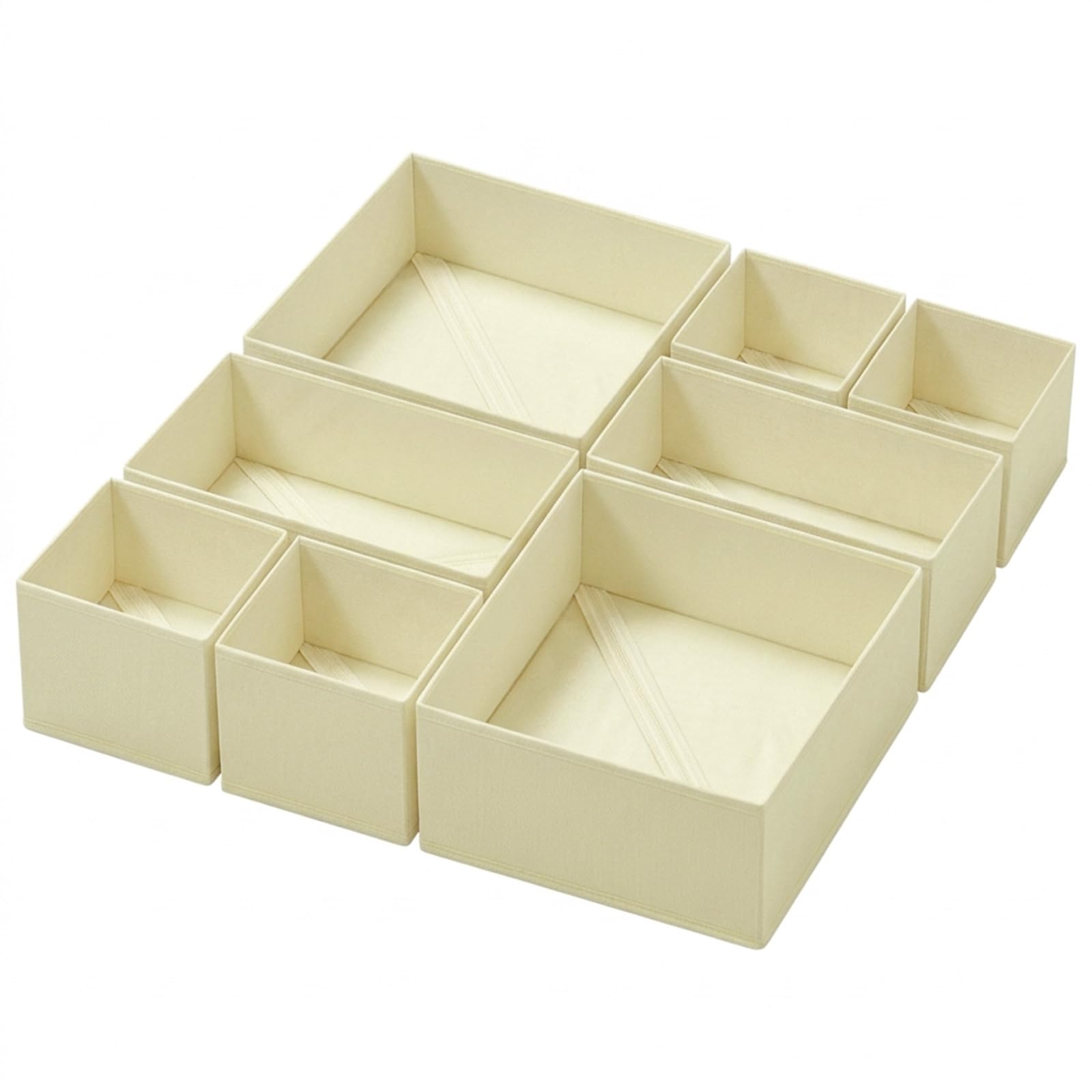 Weeoley Drawer Organiser 8 Pack Foldable Storage Boxes for Clothes, Beige