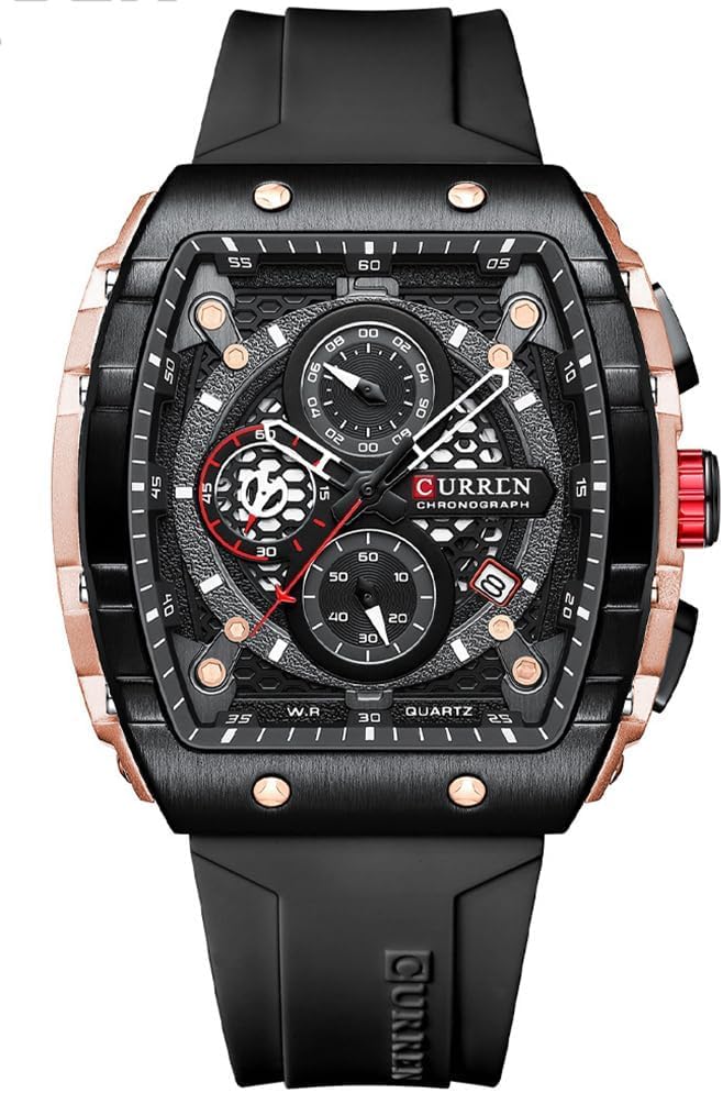 Luxury Chronograph Men Watches Waterproof Military Watches Analog Quartz Wristwatch with Date Display Silicone Strap Outdoor Clock