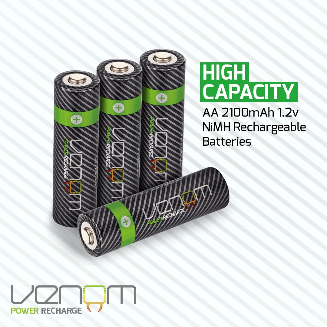 Venom Baterías AA Recargables - 2100 mAh 1.2 V NiMH - Alta Capacidad (Paquete de 24)