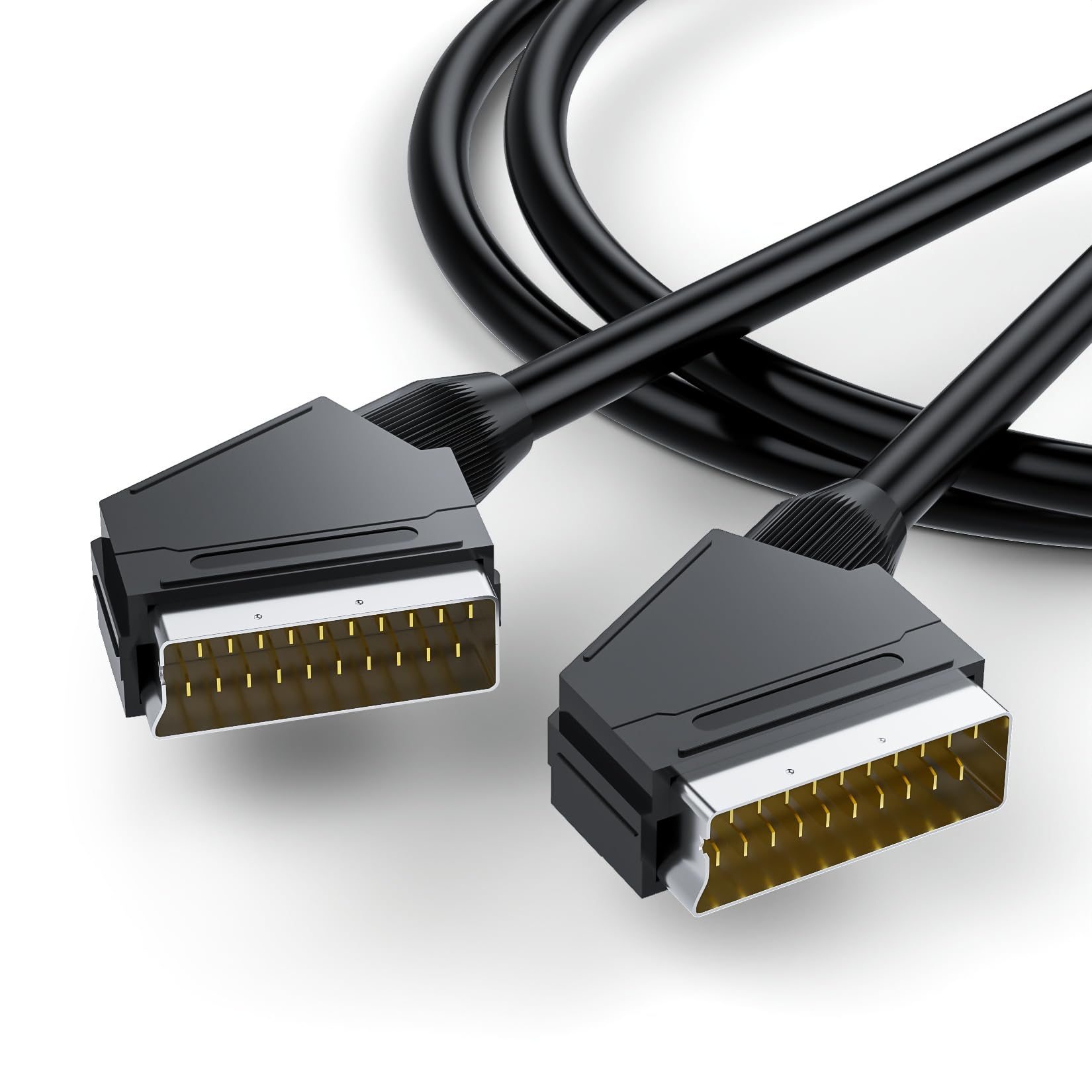 BolAAzuL Câble Péritel RVB, Prise Peritel True 21 Broches, Cable Fiche Péritel HD Composite RVB pour TV Enregistreur Lecteur DVD Magnétoscope STB, Long Euro Cable Scart vers Scart AV, 3M Noir