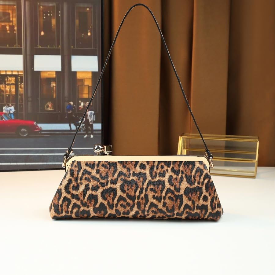 Image of Rejolly Women Vintage Kiss Lock Top Handle Handbag Evening Purse Crossbody Shoulder Bag with Chain Strap