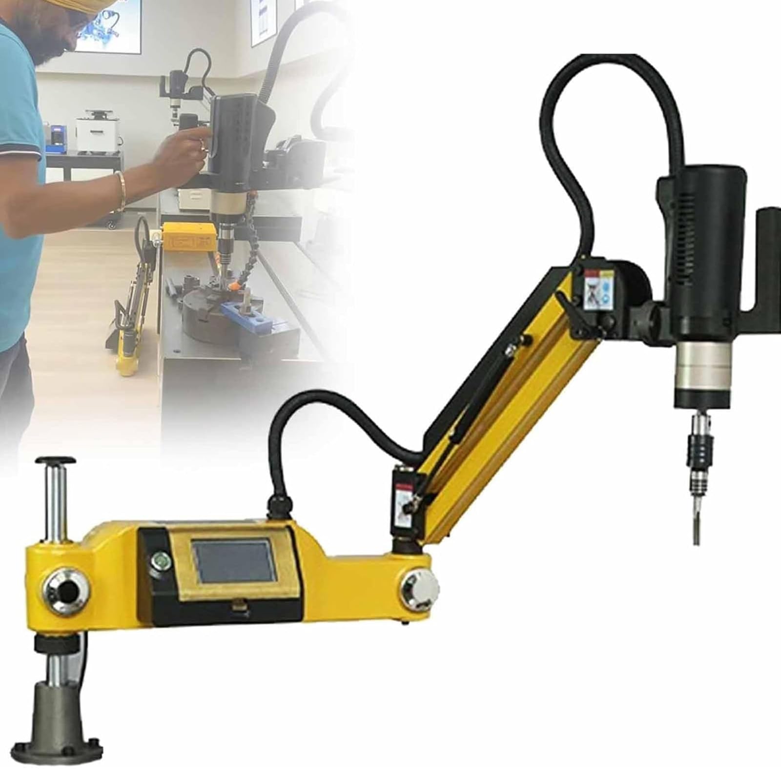 FHRKA 600W Electric Tapping Machine, M3-M16 High Torque Threading Tool, M3-M16 Electric Tapping Drilling Machine with 8PCS Collets