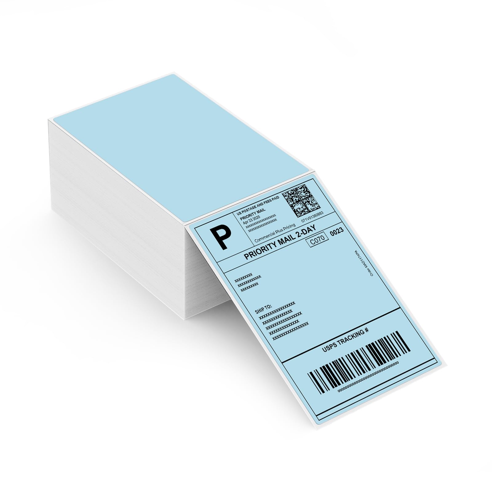 MUNBYN 4x6 Inch Blue Thermal Shipping Labels for Packages, 500 Sheets/Stack
