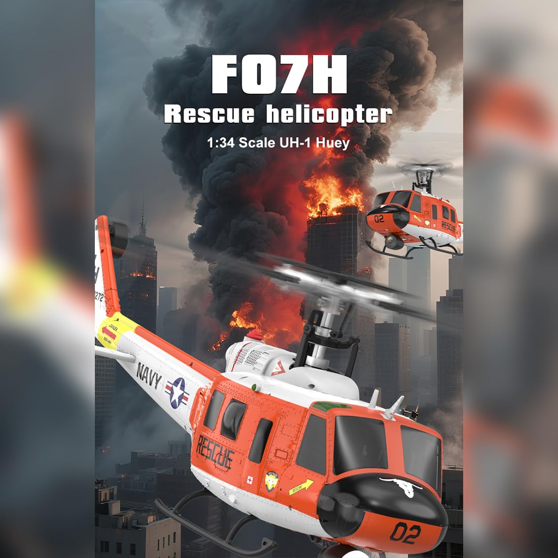 1/34 YU XIANG F07H RC Hubschrauber, 2.4G 8CH UH-1 Hueyy Ferngesteuerter Hubschrauber mit GPS Positionierung/Höhenhaltung, Brushless DD 6G Flybarless RC Flugzeug, Geschenk -RTF