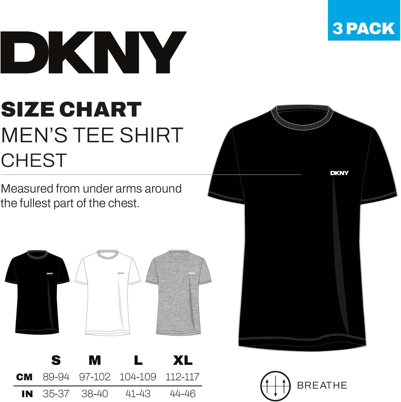 DKNY Men's Dkny Mens 3 Pack T-shirt 100% Cotton Designer Loungewear Short Sleeve T-Shirt 2026 - view 6