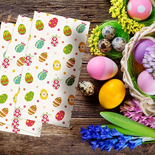 100 Pieces Happy Easter Colored Eggs Napkins Easter Spring Floral Beverage Napkins Easter Bunny Eggs Paper Napkins For Home Family Dinner Holiday Easter Party Supplies,12.6 X 15 Inches #TOP5