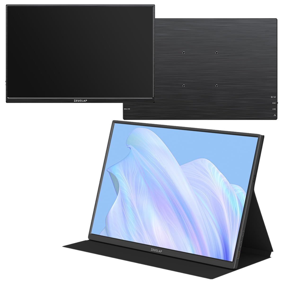ZEUSLAP Z14 Lite Pro Monitor Przenośny Dotykowy 14" 1920x1080 IPS LCD 16:10 HDR USB-C Mini HDMI Dodatkowy Ekran do Laptopa Smartfona Konsoli Pracy Rozrywki VESA 75x75 Głośniki