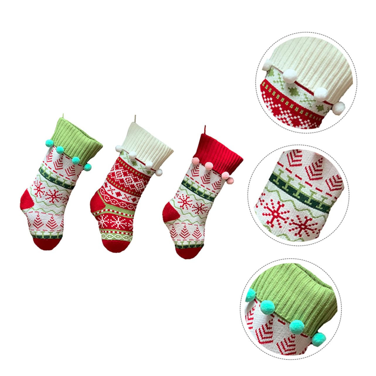 3piezas Calcetines De Punto Navideños De Regalos Decorativas para Árboles De Navidad y