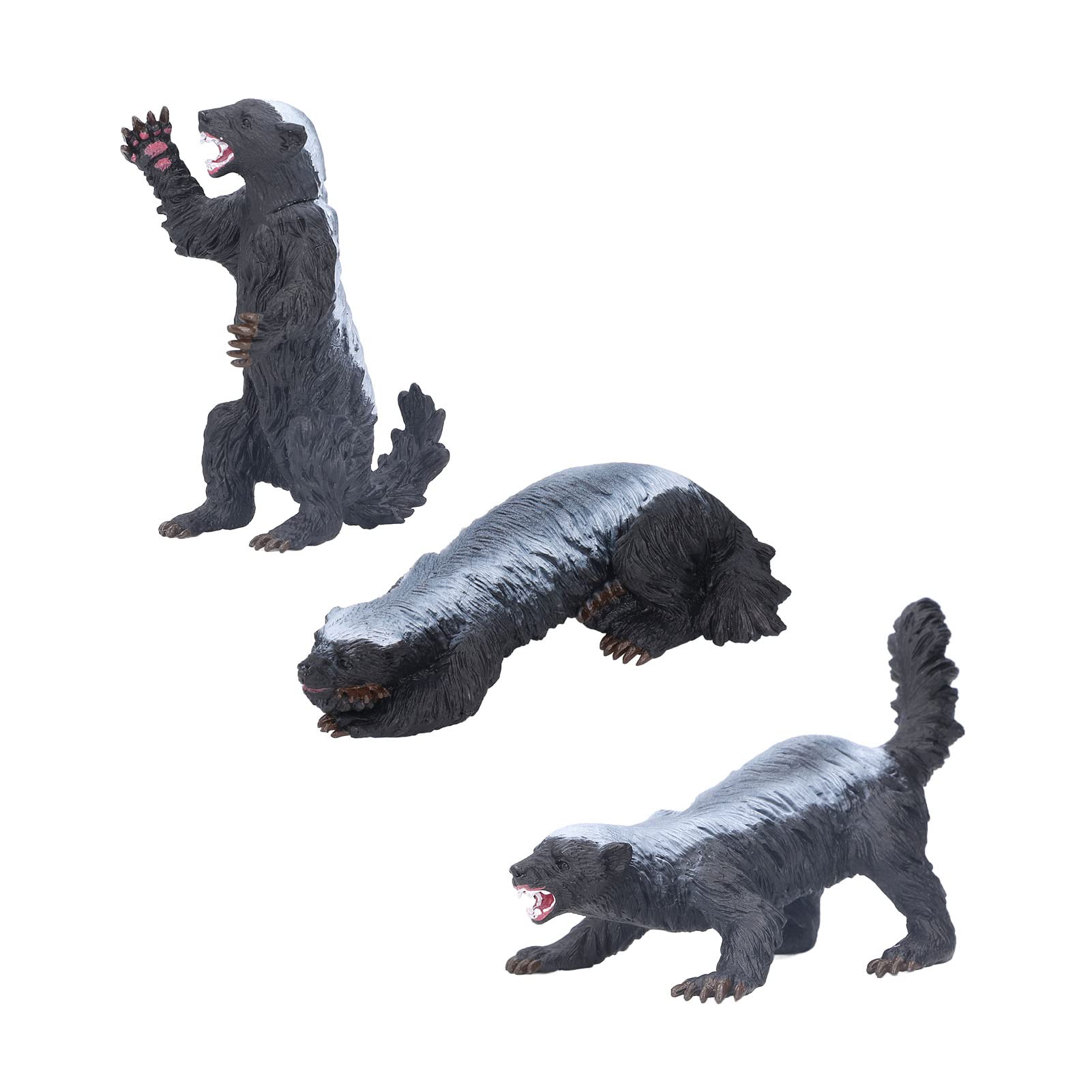 Lot de 3 figurines d'animaux Ratel, en plastique, de 4 à 6 ans, haute simulation, texture fine, sans danger avec des sources éducatives, des collections et des accessoires, Default
