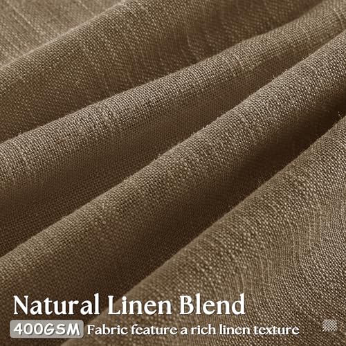Image of Extra Wide 90 Inch Long Curtains 70 Inch Wide Pinch Pleat Linen Curtains for Living Room Bedroom Light Filtering Privacy Pleated Drapes Hooks Rings Back Tab for Sliding Door Dutch Cocoa 1 Panel