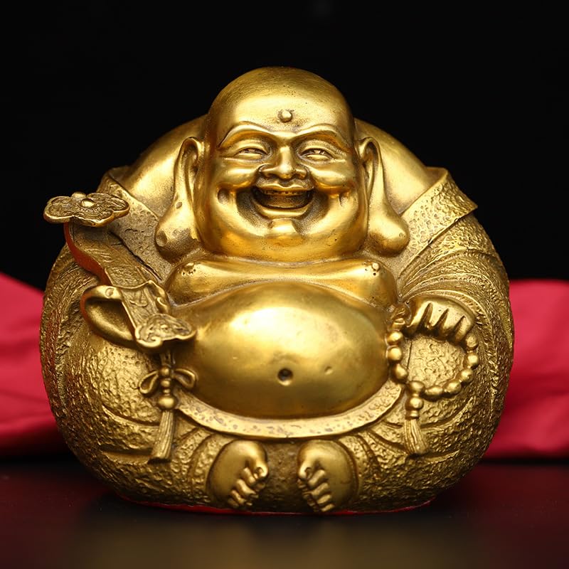 Posąg Buddy do wnętrz Rzemiosło Ozdoby Mosiądz Uśmiechnięty Budda Maitreya Budda Bodhisattwa Dekoracja Domu Statua Medytująca Statua Buddy Rzeźba (M)