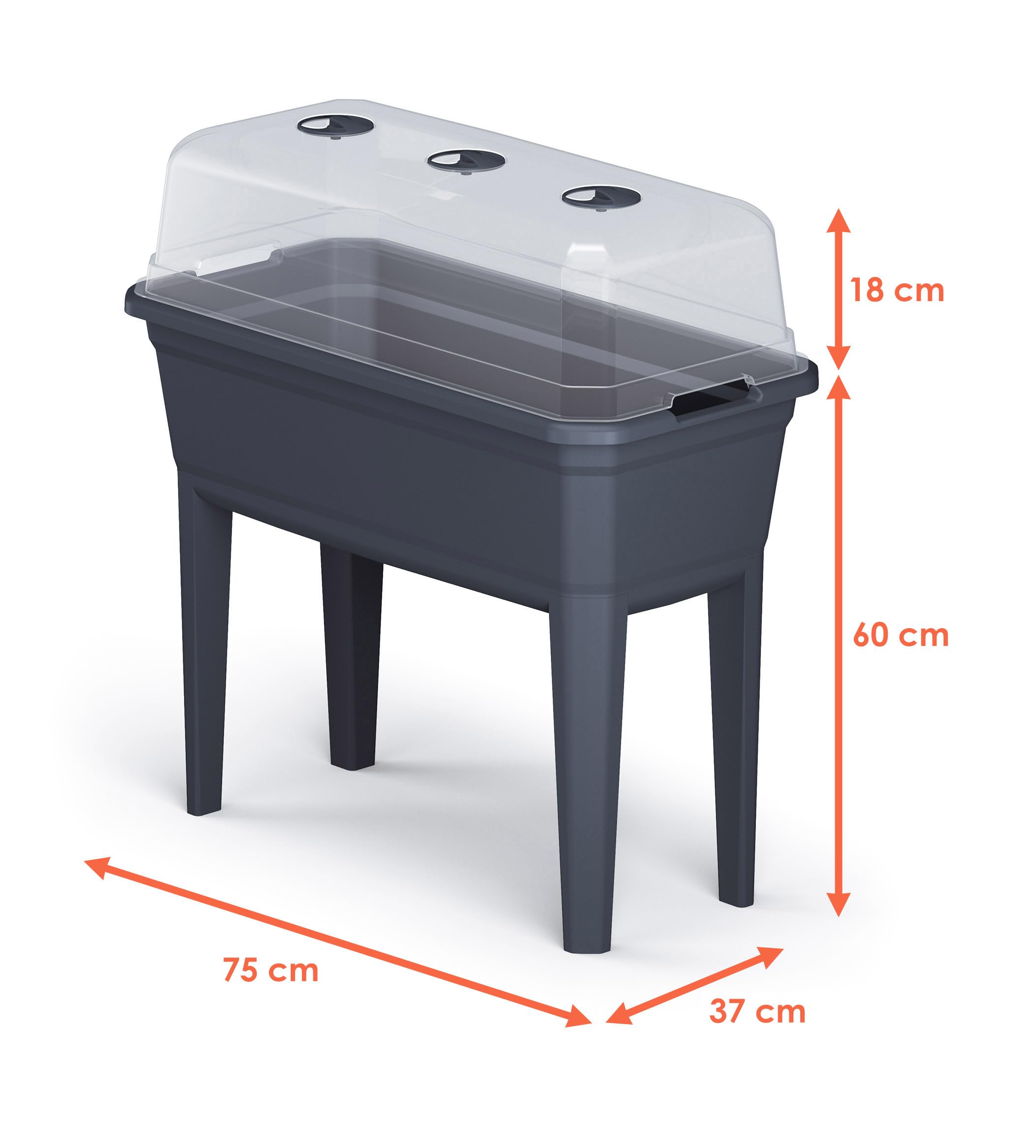 Jardinière surélevée en plastique avec couvercle à effet de serre - 78 x 75 cm - Serre de culture sur pieds - Aide à la culture - Jardinière avec couvercle de protection