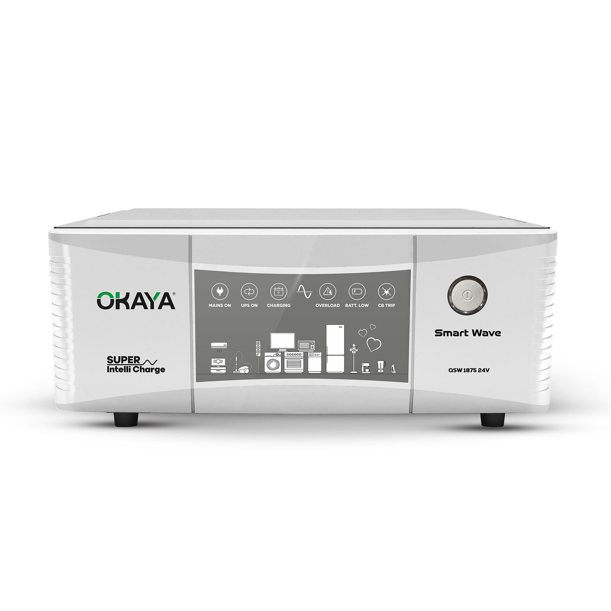 OKAYAInverter Smart Wave 1875 Qusi Sine Wave 1600VA/24V for Home, Office and Shop (Supports 2 Inverter Battery of 24V)