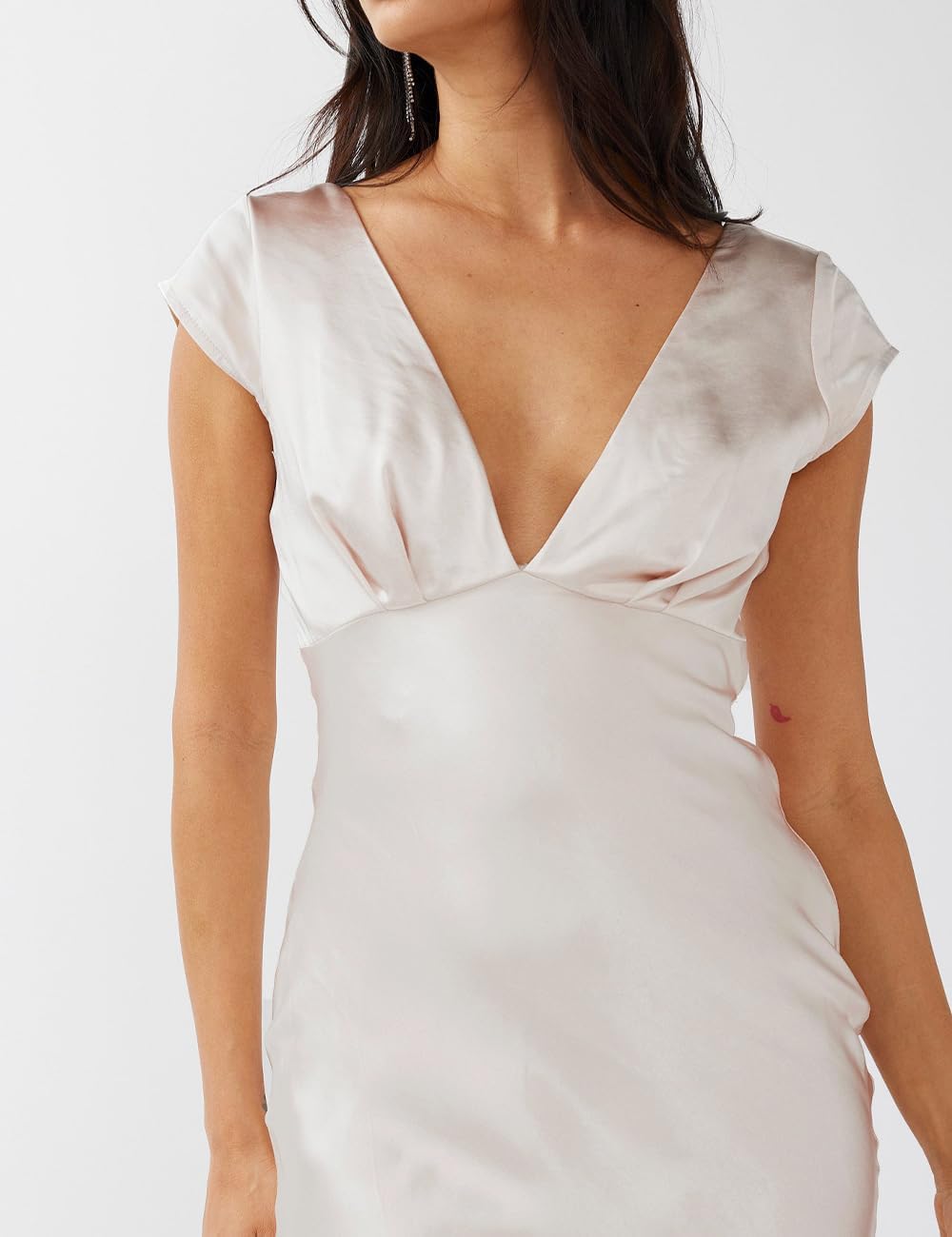 Halfisland Womens Summer Satin V Neck Cap Sleeve Backless Maxi Dress Elegant Twist Cut Out Midi Dresses Wedding Guest - Image 3