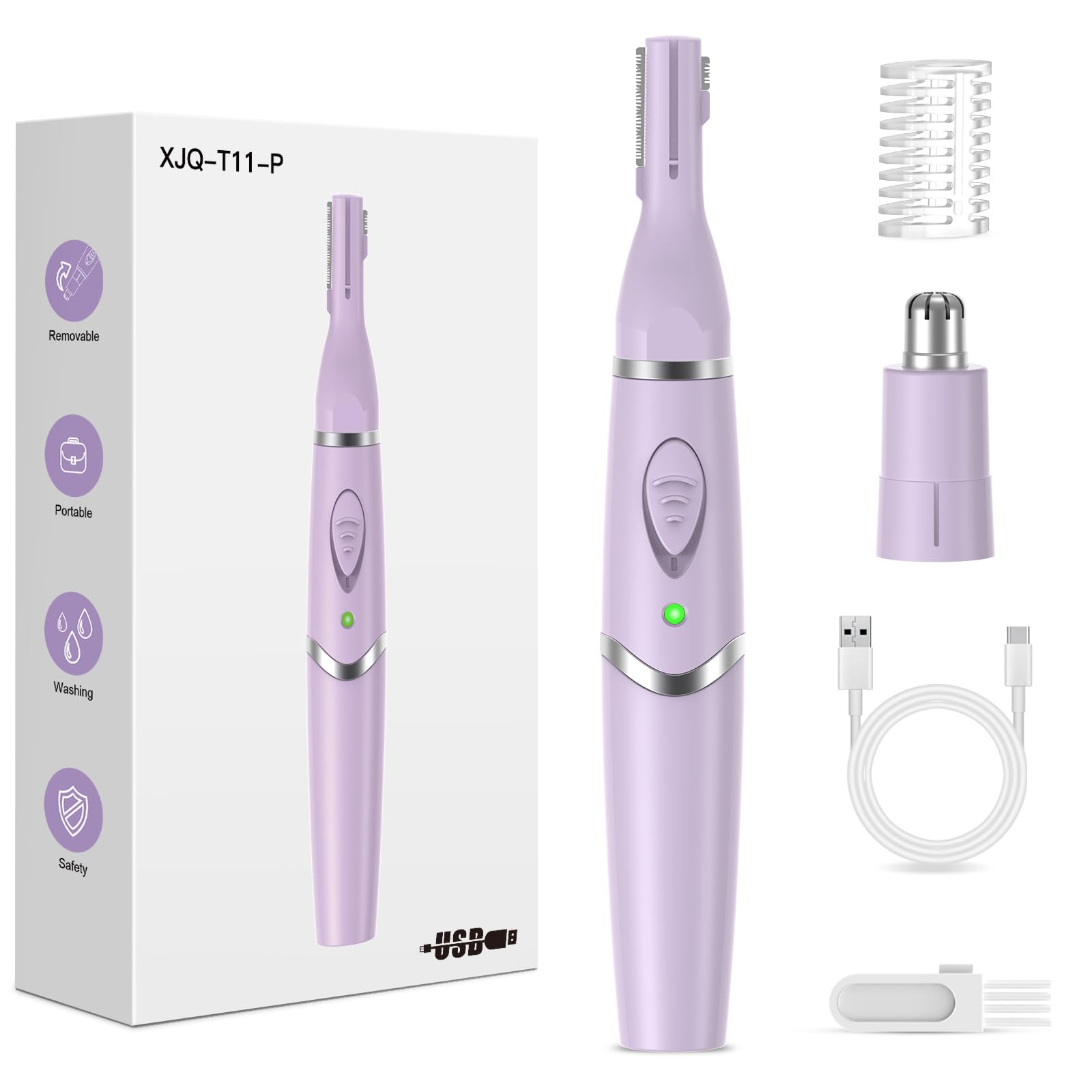 Ginity Nose Hair Trimmer for Women and Men, Rechargeable USB Eyebrow Trimmer
