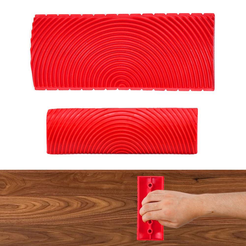 2 PCS Outil de Grain de Bois en Caoutchouc Peinture de Grain de Bois Peinture Imitation Grain Grain à Effet Bois pour Murs Meubles Portes en Bois Cadres de Fenêtres