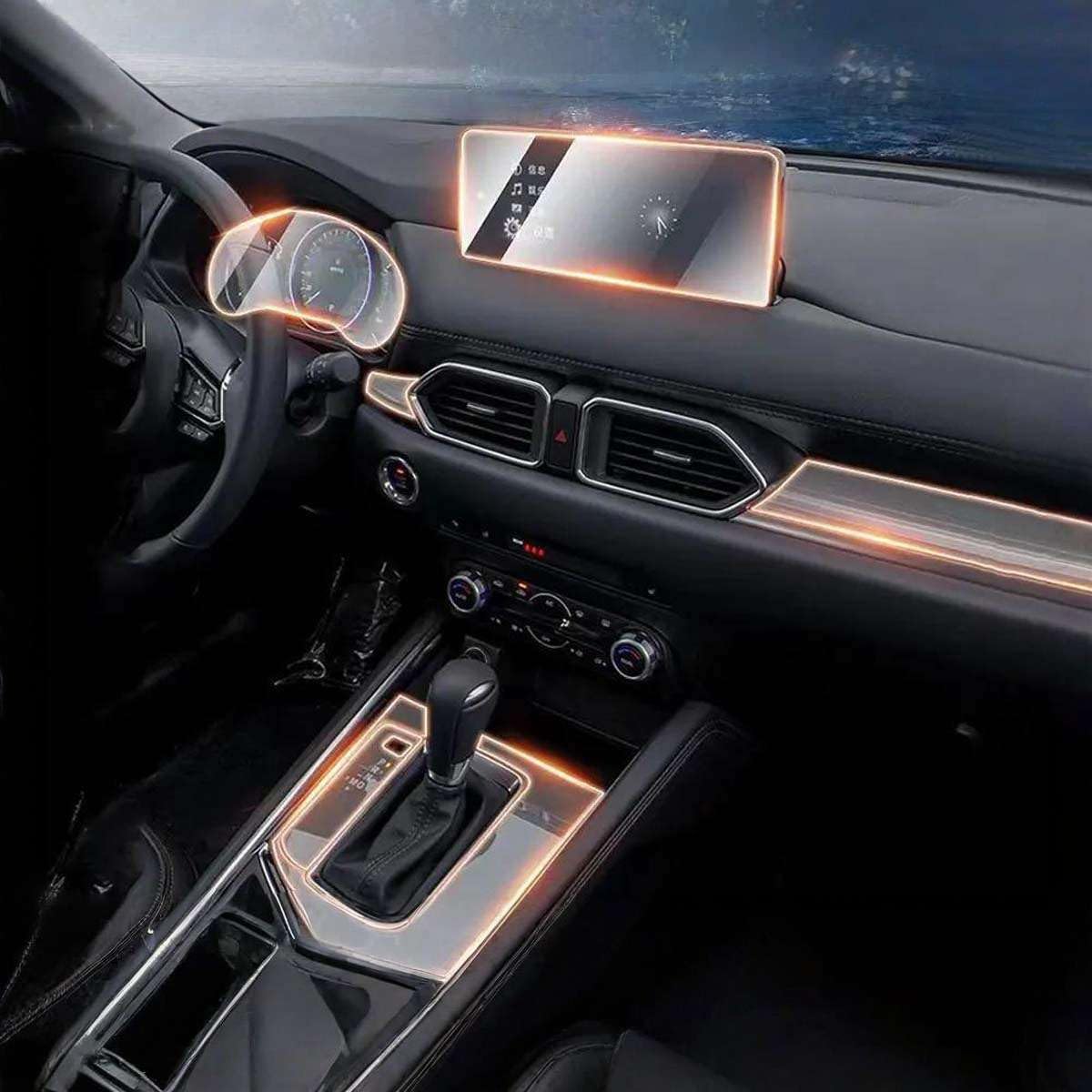 Car Interior Center Console Dashboard Navigation TPU Protector Film Anti-Scratch, for Mazda CX-5 2022 2023 2024