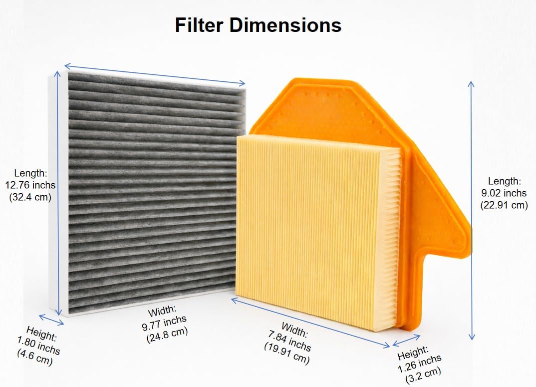 Engine and Cabin Air Filter Combo for Chrysler Town & Country 2011-2016, for Dodge Grand Caravan 2011-2020, for Ram C/V 2012-2015, for VW Routan 2011-2014 V6 3.6L | Replaces 4861737AA, 68042866AB