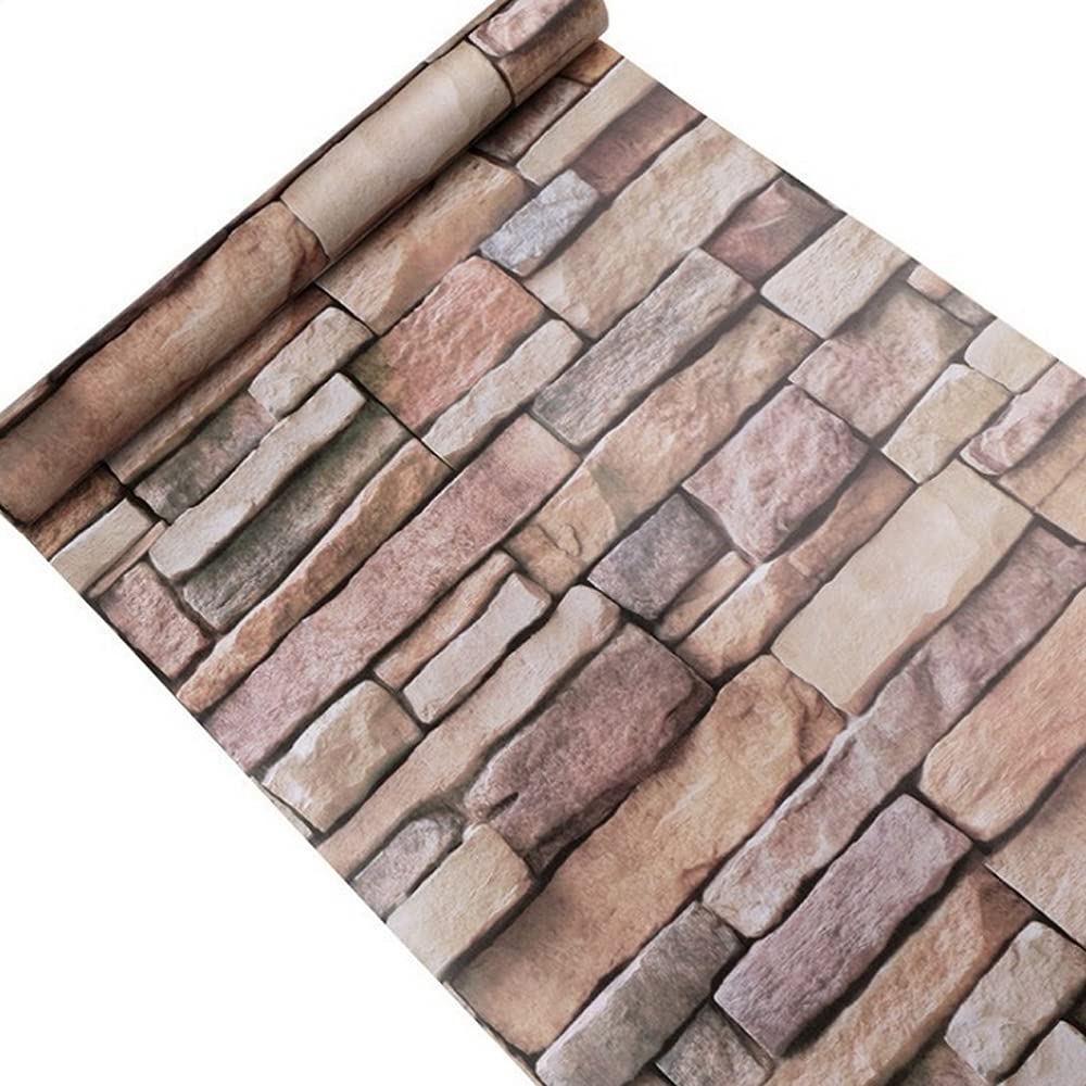 Yifasy 2 Pack Shelf Liners Bricks Pattern Self-Adhesive Drawer Papers Industrial Style Wall Decor 17.7 Inch Wide