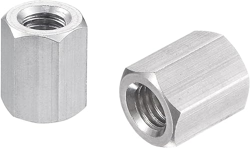uxcell Tuerca de acoplamiento hexagonal métrica de acero inoxidable 304 M5 x 0.8 de paso de 0.394 in de longitud, paquete de 5
