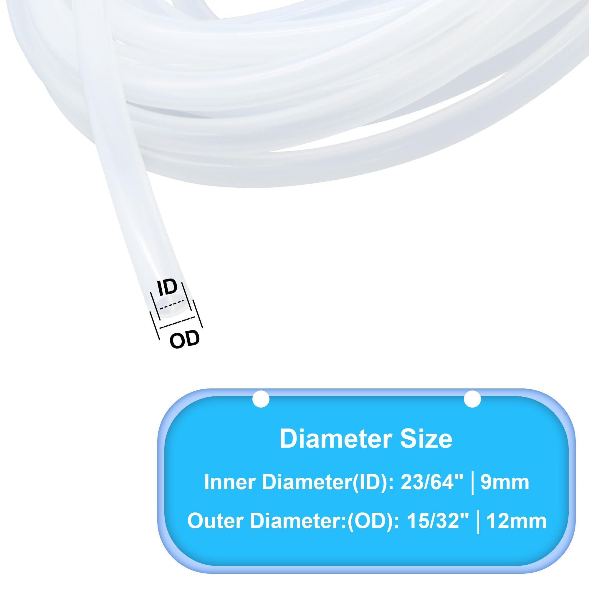 Tubos de silicona de grado alimenticio de 9 mm x 12 mm, longitud de 10 metros, tubo de goma de silicona flexible para manguera de aire, tuberías de agua