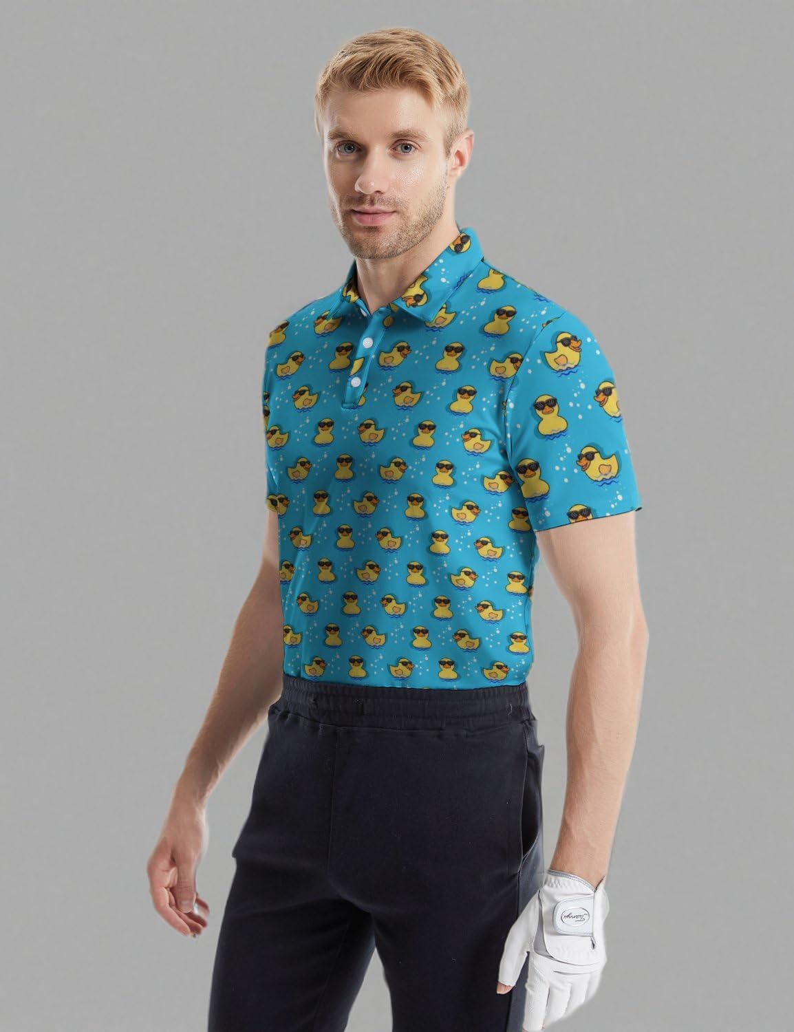 HUURAY Golf Poloshirts Lustig Herren Lustig Print Kurzarm Schnell Trocknende Poloshirt Hawaii Poloshirt Golf Outfit | Lustiges, feuchtigkeitsableitendes Golf-Shirt, schnelltrocknend, kurzärmelig, atmungsaktiv, lässiger Druck, Poloshirt