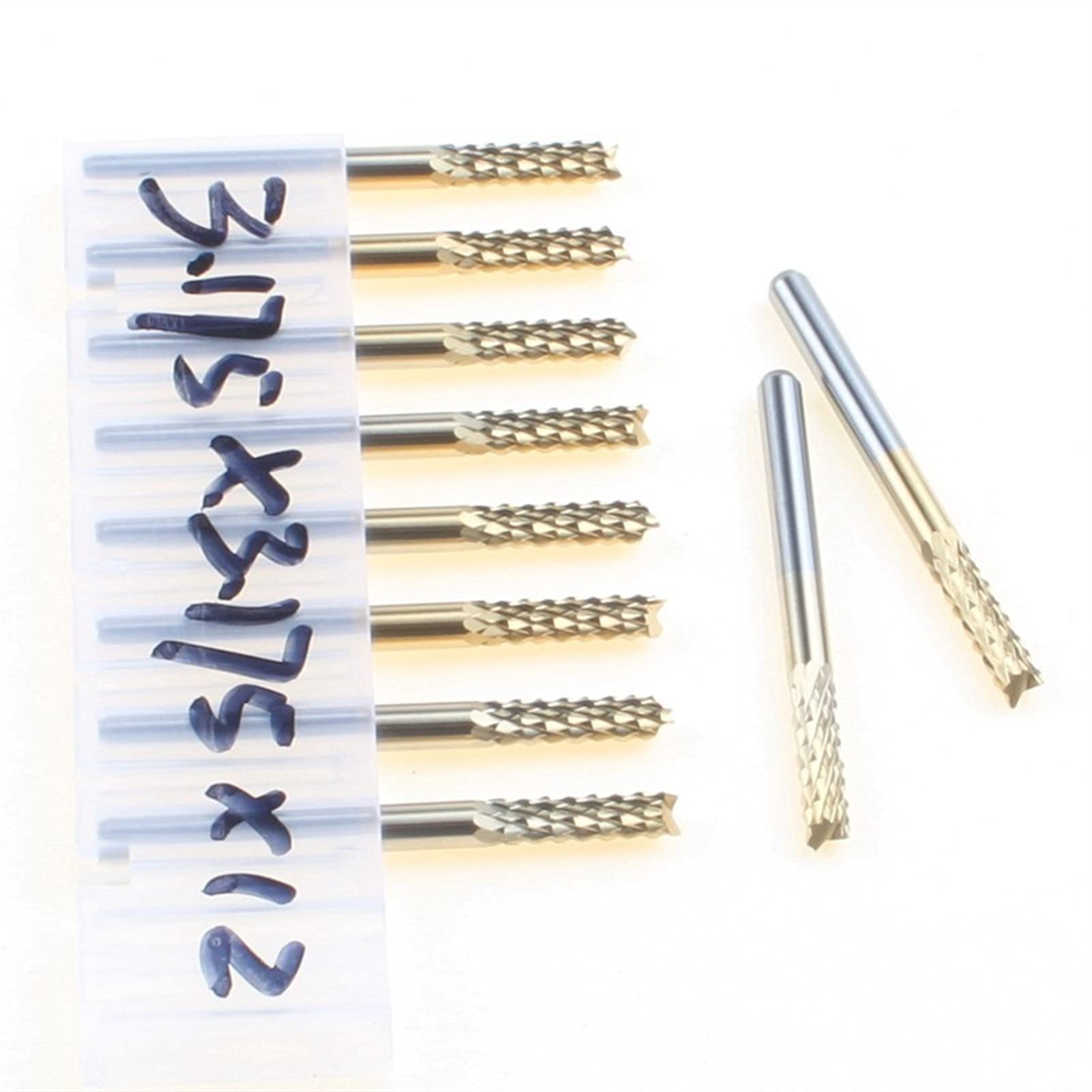 BERWENNY 10pc 3.175/3.175/12MM Titanium Coated Carbide Milling Cutter End Mill Drilling Cutting Carbide Tools