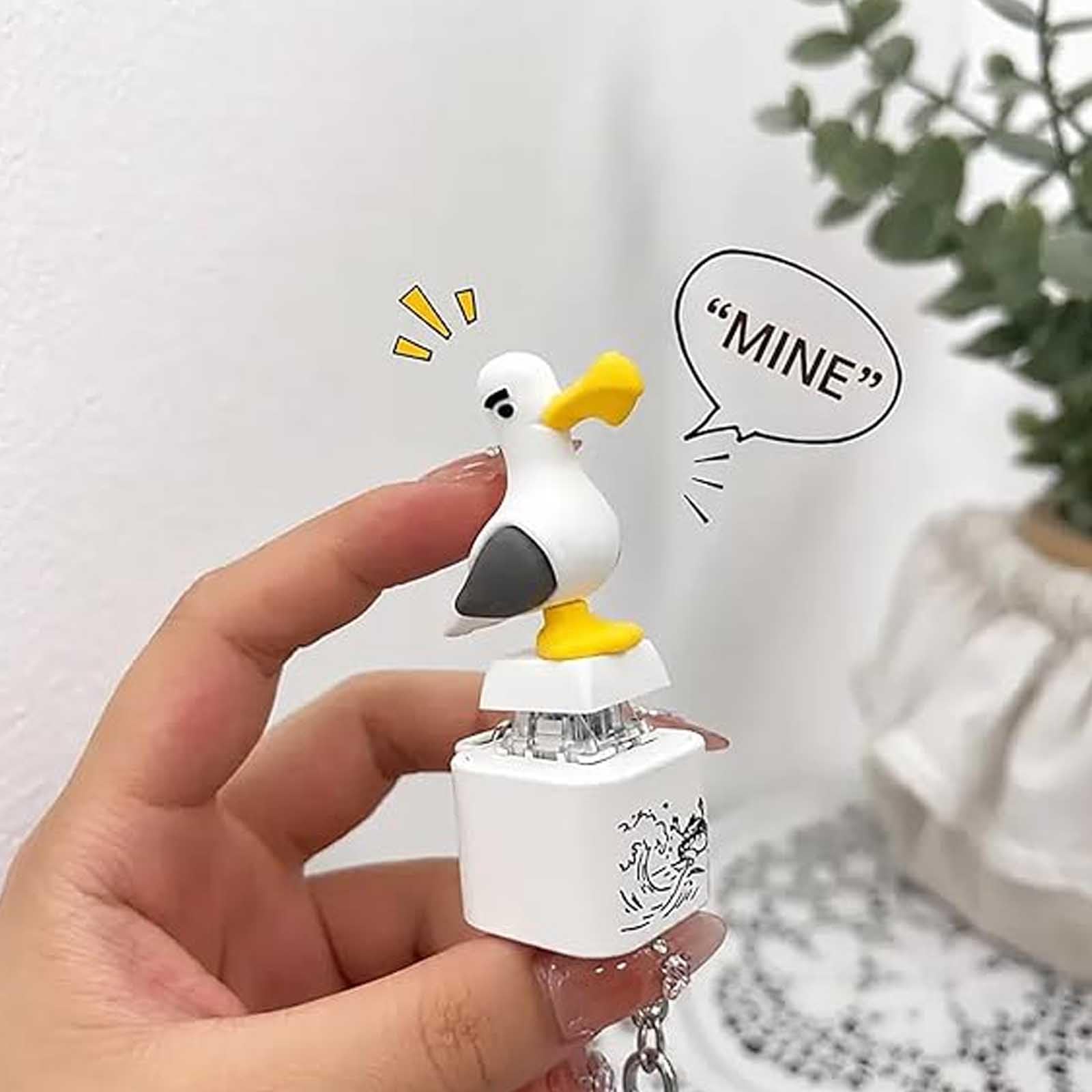 Portachiavi Gabbiano "Mine!", Gadget Fidget Ricaricabile con Suono Reale Luce LED, Interattivo Divertente per Scrivania (a6)