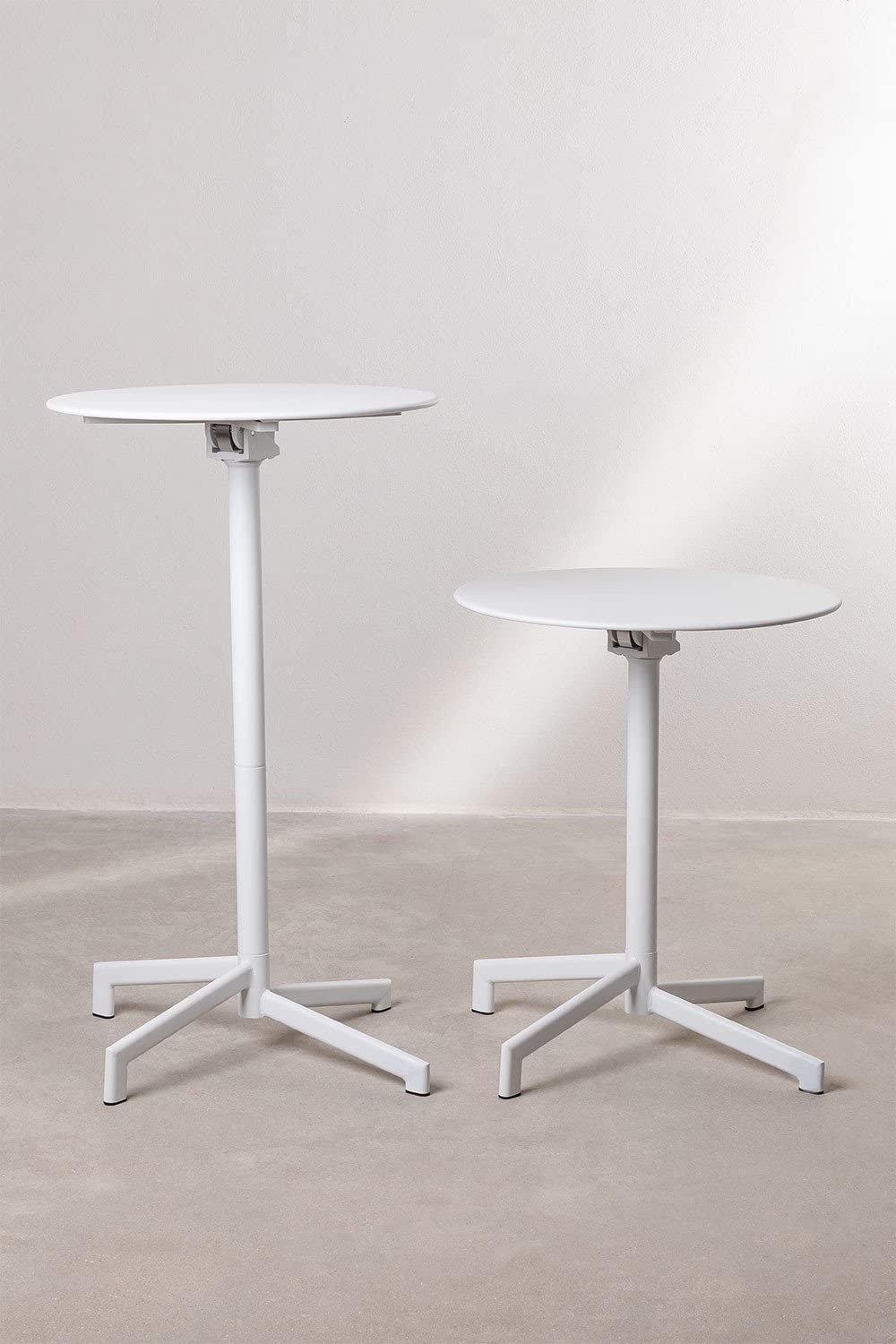 SKLUM Table de Bar Pliante et Convertible en 2 hauteurs en Acier (Ø59,5 cm) Dely Blanc