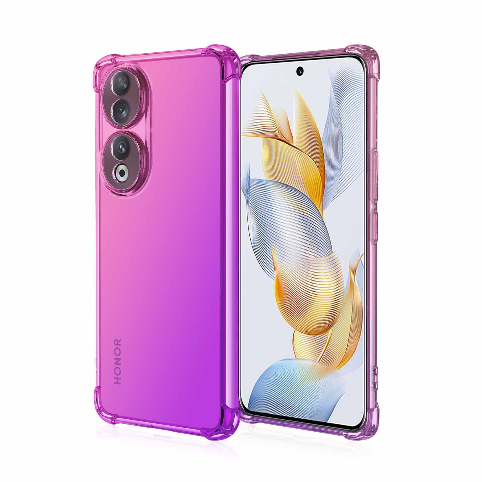 Cover Honor 90 Sfumata TPU - Custodia Morbida Antigraffio, Colori Rosa/Verde, Protezione Antiurto Con Cornice Rialzata