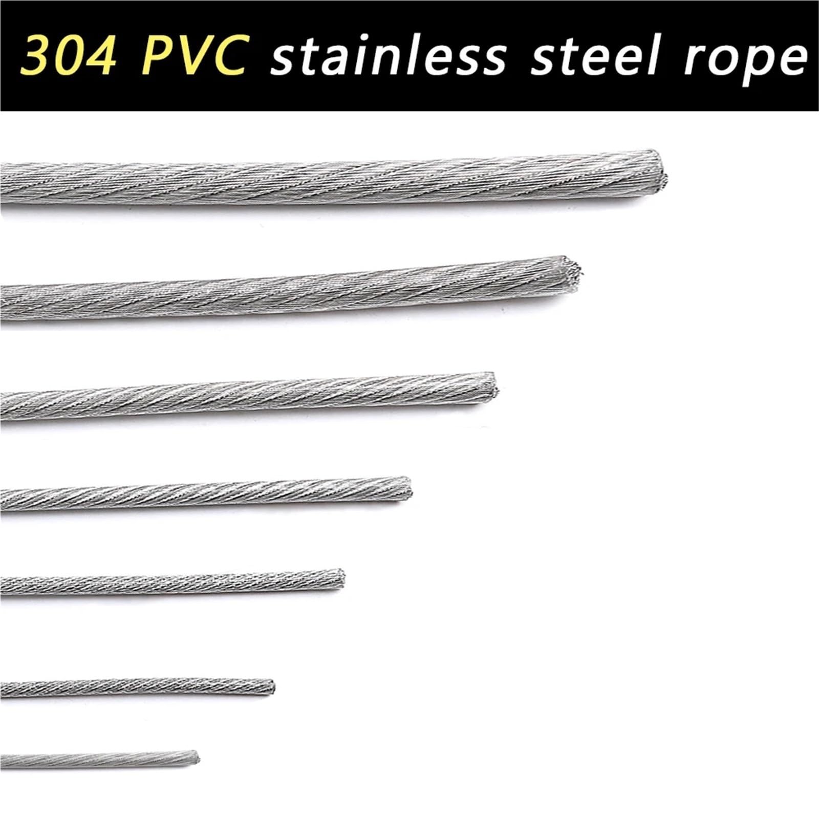 Alambre De Acero Plastificado Cables de acero recubiertos PVC transparente 2/3/4/5/6,0 mm, estructura 7 x 19, 50 m, línea suspensión, cable flexible y suave(3.0mm)