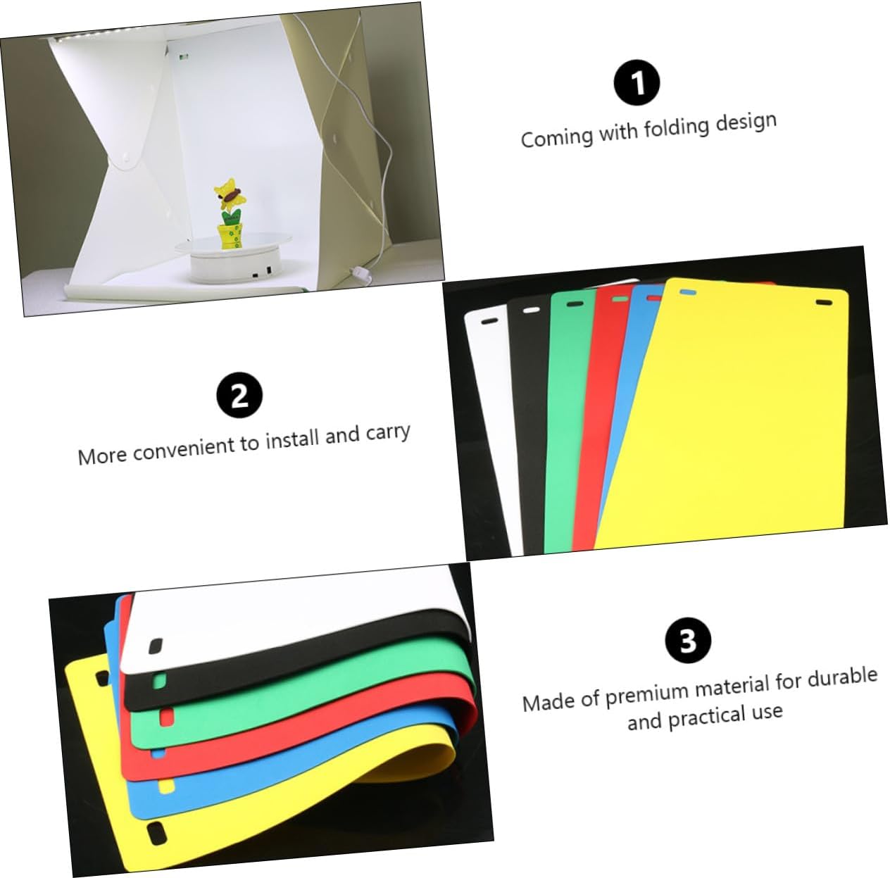 Levemolo Portable Foldable LED Photo Studio Light Box with Adjustable Brightness, 6-Color Double-Sided Backdrops, 30cm Mini Photography Tent for Product and Jewelry Shooting